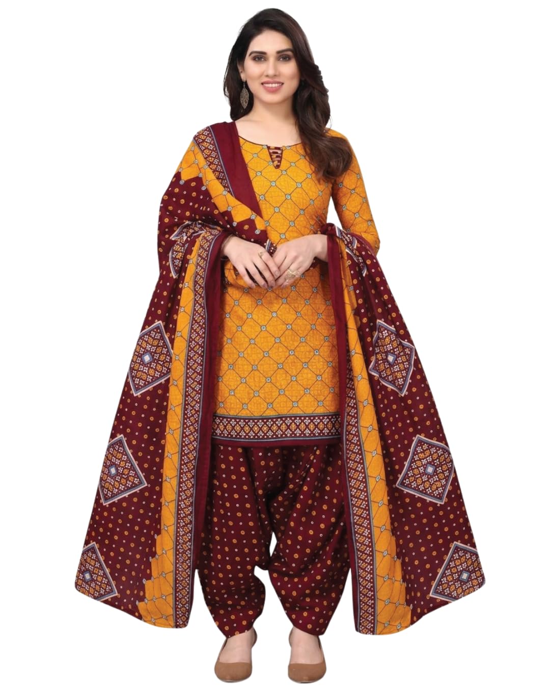 Kurdeshaya Women’s Cotton Patiala Unstitched Suit Set with Dupatta | Free Size 2m Top, 2.20m Bottom & 2m Dupatta | Comfort... - Review, Price and Buying Guide