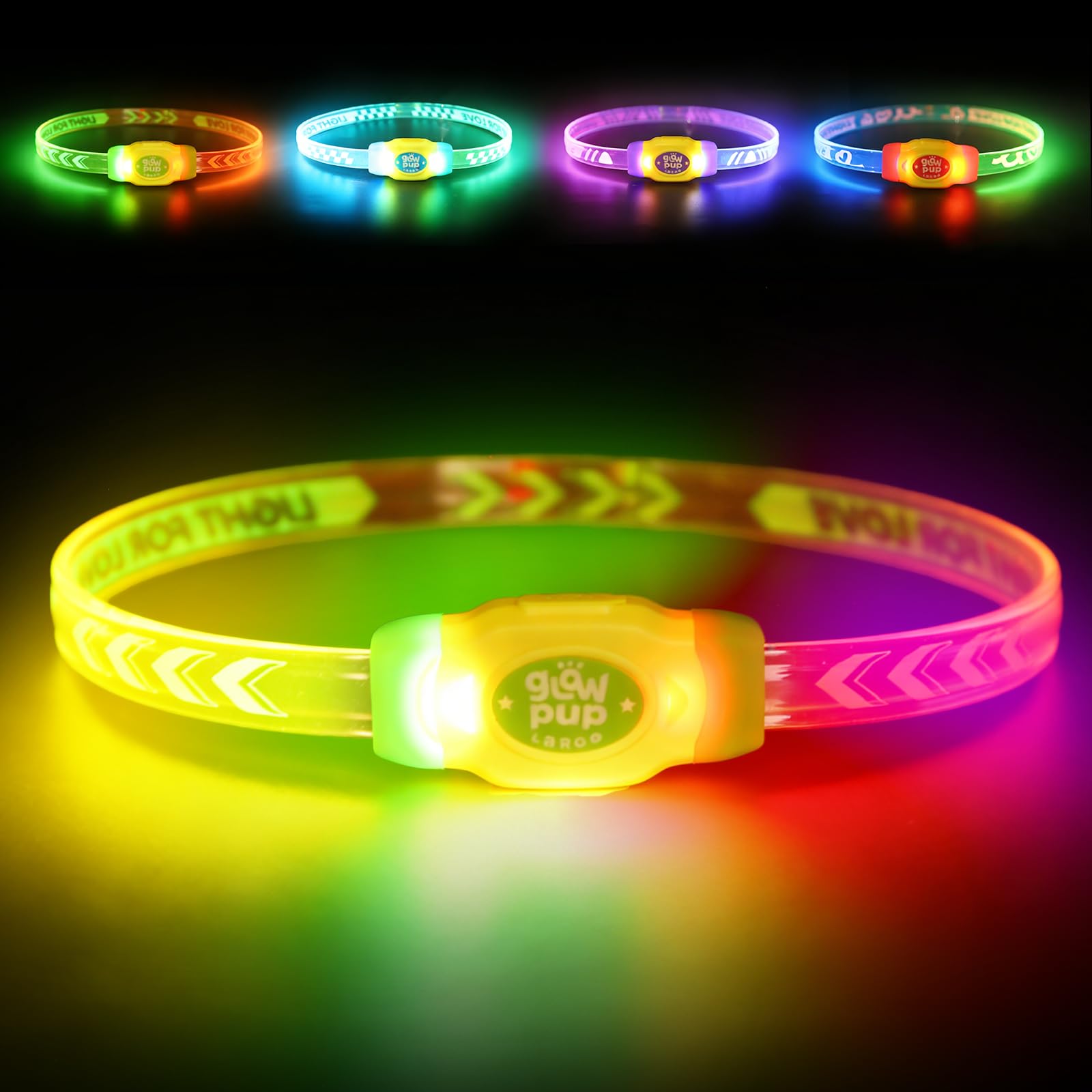 LaRoo Light Up Collar, Type-C Rechargeable Flashing Light Safety Collar for Dogs,Waterproof, Fashionable Glow in the Dark DesignDog,Size Adjustable Light for Medium Dogs- 4 Modes (Green-50cm)