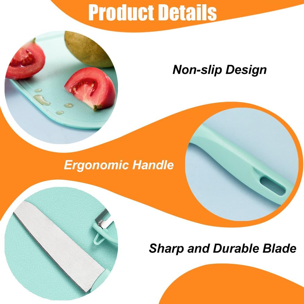 4-in-1 Travel Cutting Board Set, Portable Mini Camping Plastic Cutting Board Stainless Steel Knife with Sheath Peeler Scissors for Dorms Outdoor Picnic Small Kitchen Spaces - Image 3