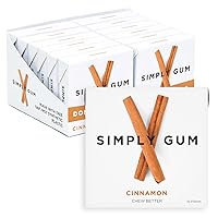 Vista 1 de SIMPLY Gum Canela, goma de mascar natural sin plástico, paquete de 12 (180 piezas) Vegano, Kosher, sin OMG, sin aspartamo y sin sorbitol