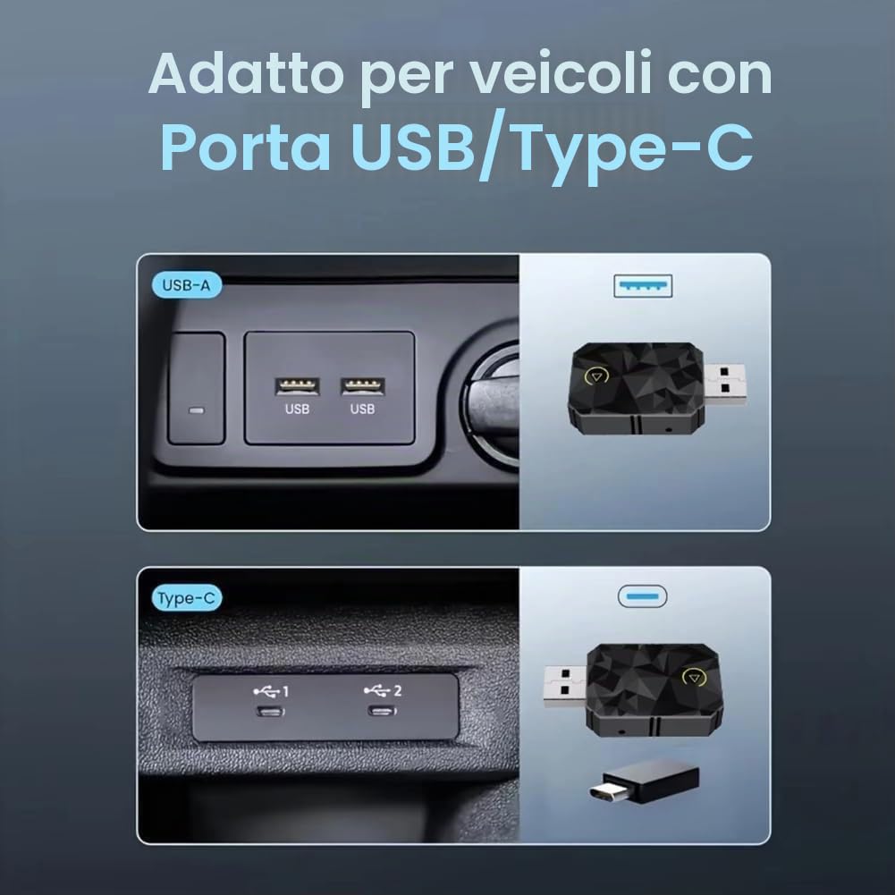 2 in 1 Wireless CarPlay Adattatore per Leapmotor T03 2024 2025 2026, Carplay e Android Auto Converte Cablato in Wireless, Plug And Play Veloce e Stabile,Black