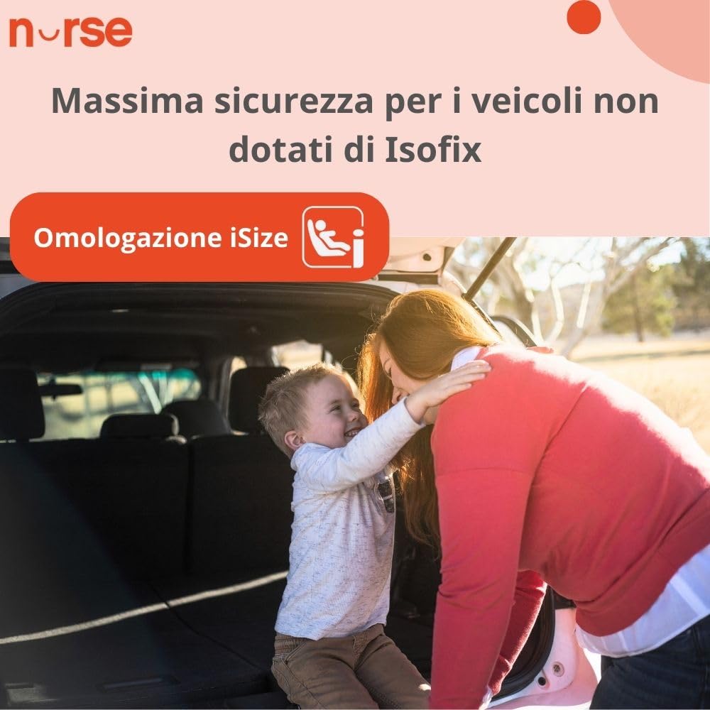 Nurse Traffic, Seggiolino Auto iSize, 40 a 150 cm, 0 a 12 anni, Senza Isofix, Ampia Reclinazione, 13 Posizioni Poggiatesta, Grigio