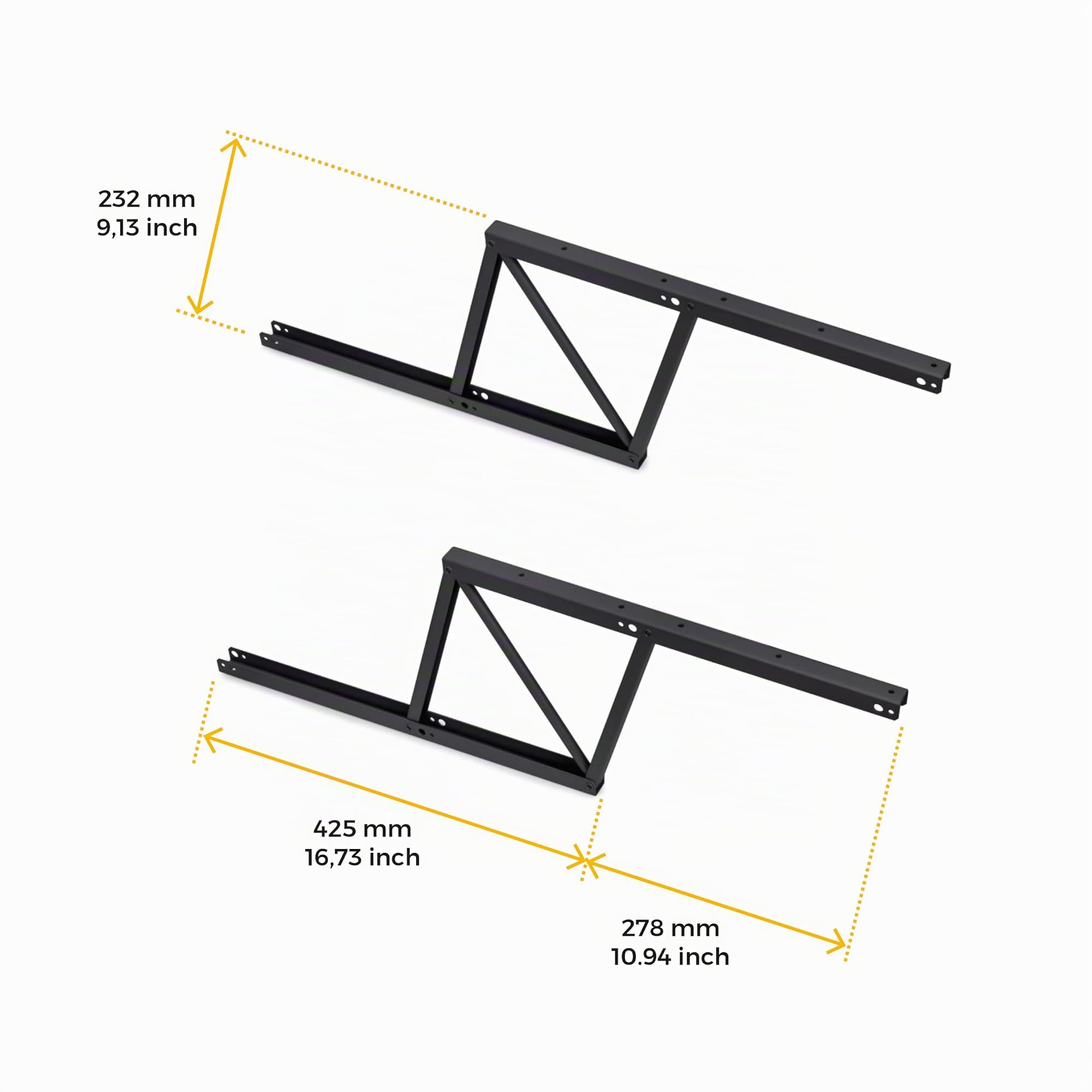 Emuca - Juego de 2 mecanismos elevables para mesas de centro, Bisagra de Mesa elevadora, permite elevar la mesa 192mm, Acero, Pintado negro