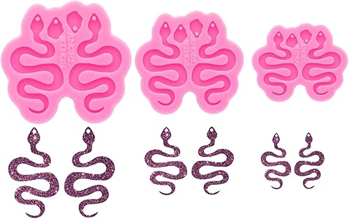 Miniatura 1 de AMZTOART 3 moldes de serpiente de silicona para aretes de resina epoxi para hacer bricolaje joyería colgante de fundición