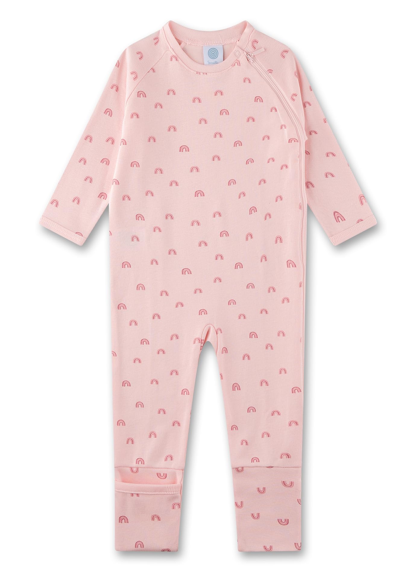 Sanetta Baby-Strampler beige Regenbogen | Praktischer und bequemer Unisex-Strampler aus Bio-Baumwolle. Baby Overall