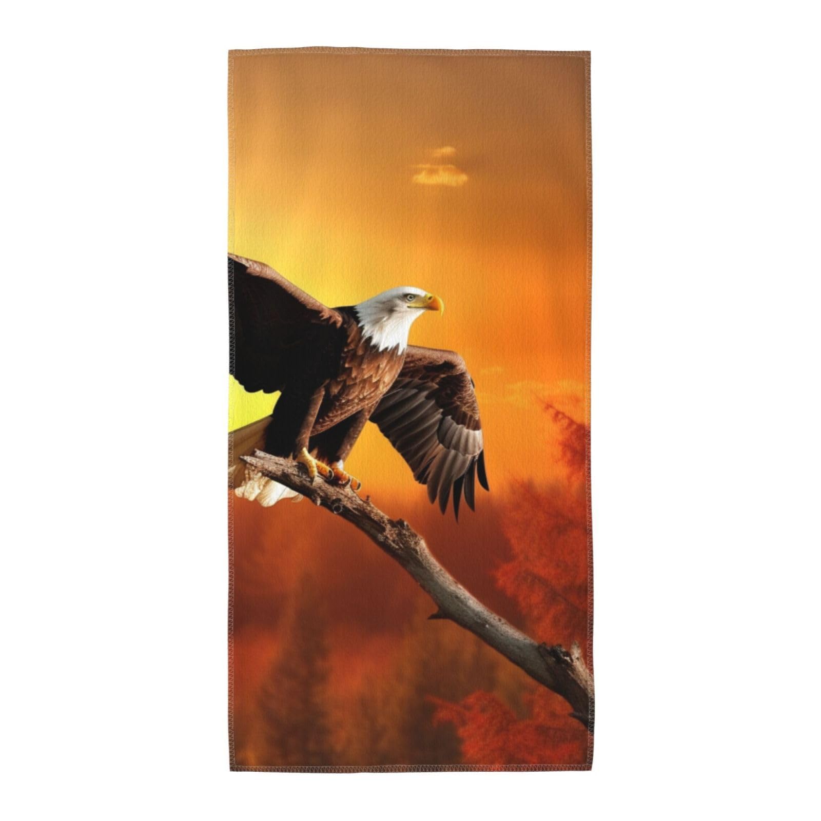 FekiLoot Absorbent Hand Towels 13.8"X27.5" Decorative Bathroom Towel Soft Microfiber Face Towel Golden Sunset Bald Eagle Dish Kitchen Towels for Bathroom Kitchen Hotel Spa Bath Towels