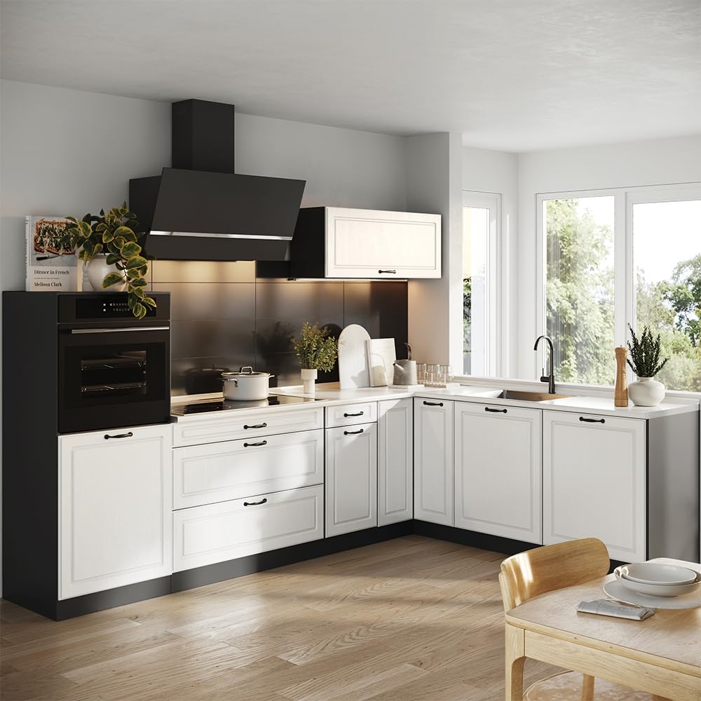 Vicco Cucina angolare completa R-Line, Bianco country/Antracite 287 x cm