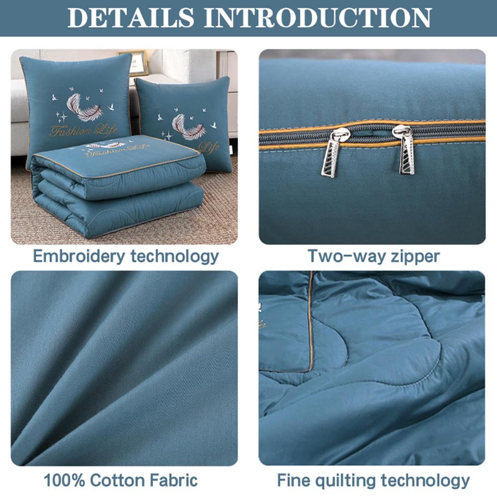 VINGAA Set Cuscino e Coperta, Set Cuscino da Viaggio e Coperta, Cuscino in Peluche Addensato, Cuscino Morbido per Coperta 2 in 1, con Cerniera, necessità di Viaggio per la Famiglia (47 * 63 Pollici)
