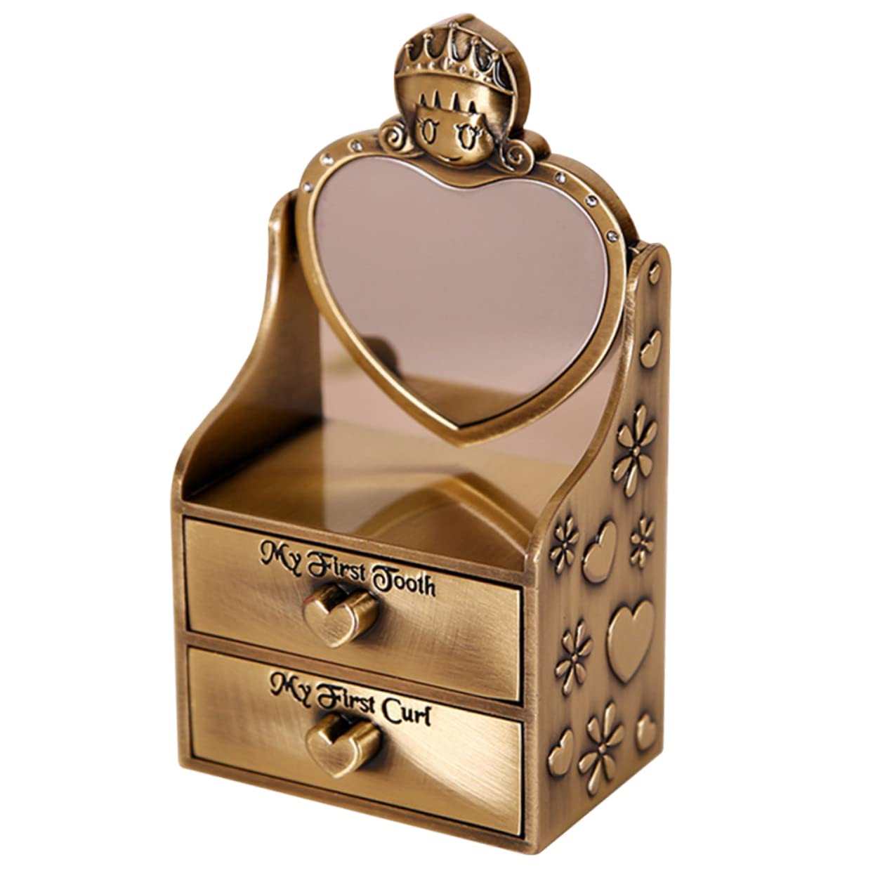 SHOWERORO Caja De Recuerdos De Metal Para Dientes De Leche y Cabello Fetal Diseño Retro Resistente y Para Proteger y Conservar Los Primeros Momentos