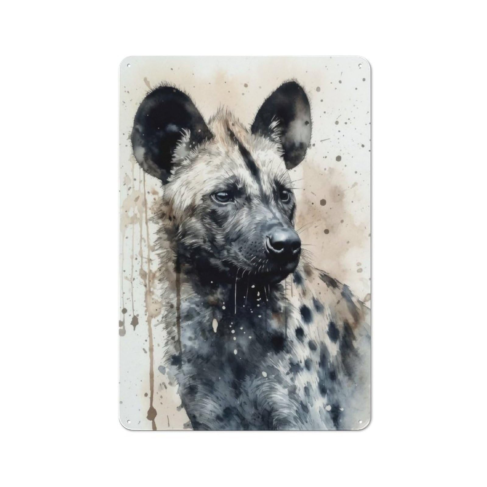 Junmoney Hyena Wild Laughter Vintage Retro Metal Sign 30X20cm, Vintage Wall Decor For Kitchen, Hallway, Bar Or Small Cafe