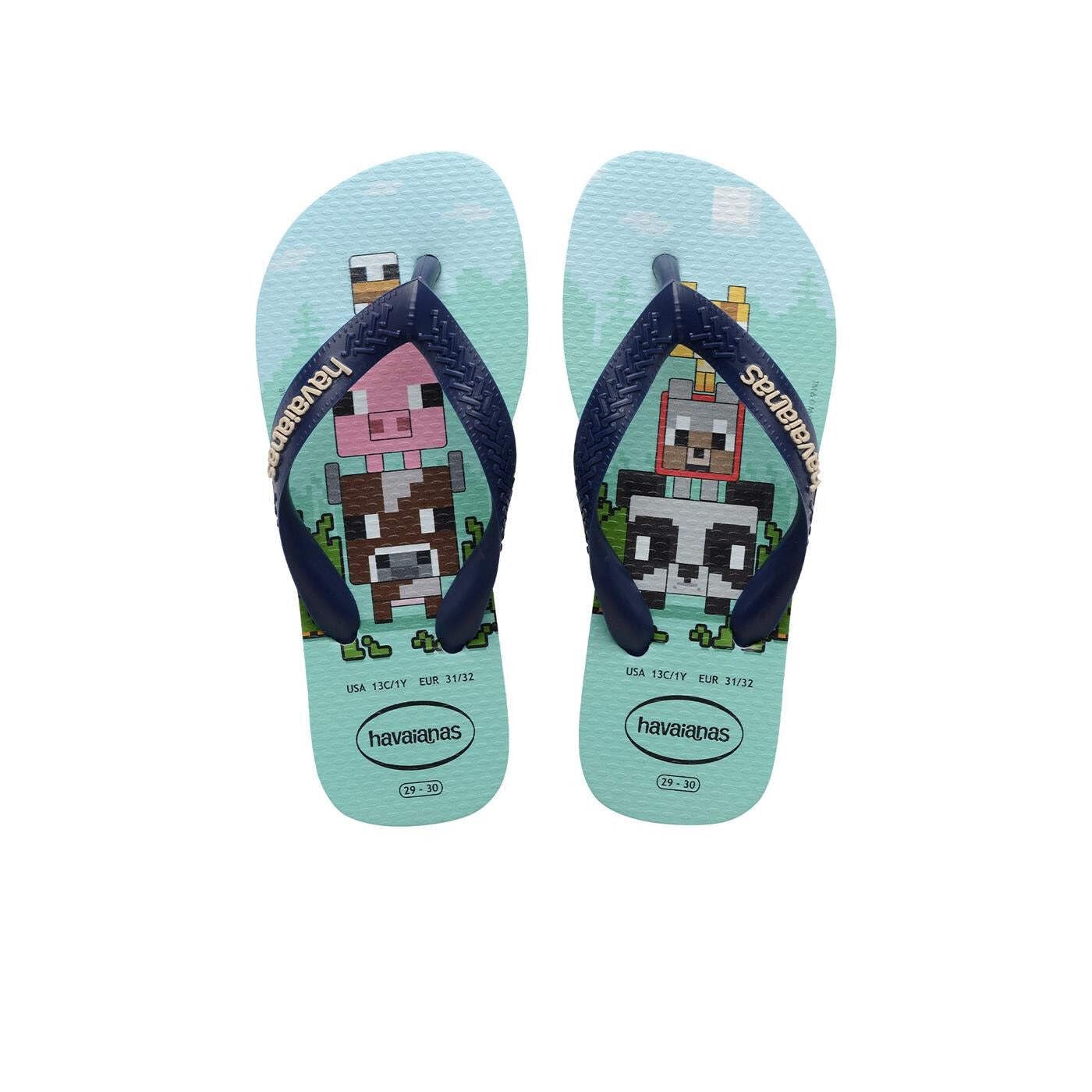 Havaianas Kids Minecraft Boys FlipFlop Lavander Blue 1/1.5 UK