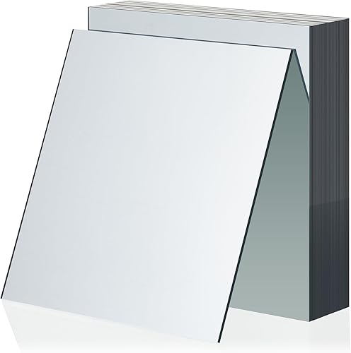 Miniatura 7 de Soaoo 50 piezas de azulejos cuadrados de vidrio de 6 pulgadas, espejo cuadrado de mosaico, azulejos de vidrio, espejo para manualidades, proyectos,