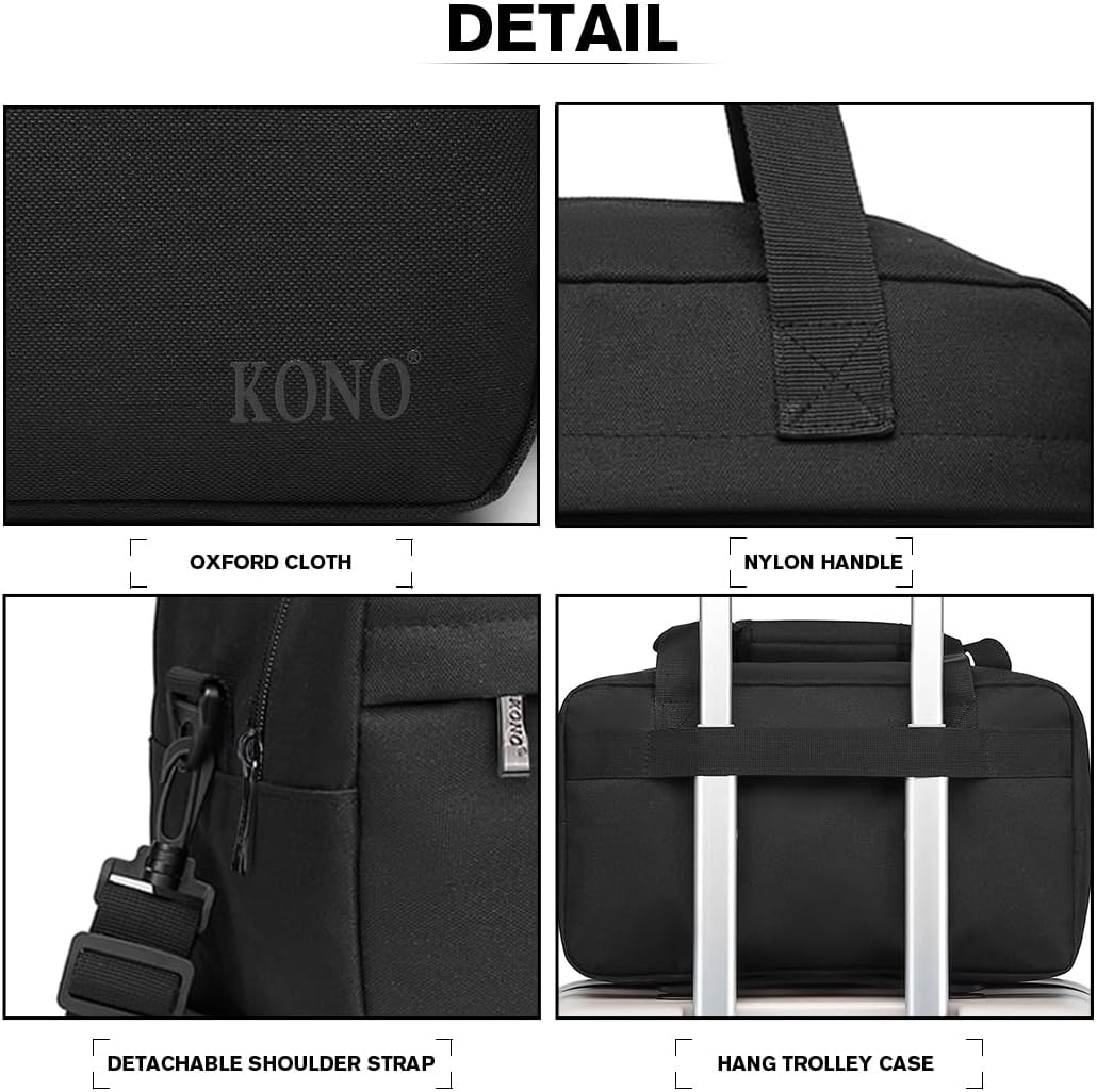 Kono Mini Travel Duffel Under Seat Carry-On Sports Tote Gym Weekender Overnight Bag - Black - Image 6