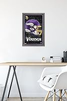 Vista 6 de Trends International NFL Minnesota Vikings - Póster de pared con casco neón 23, 22.4 pulgadas de largo x 14.7 pulgadas, versión enmarcada en madera