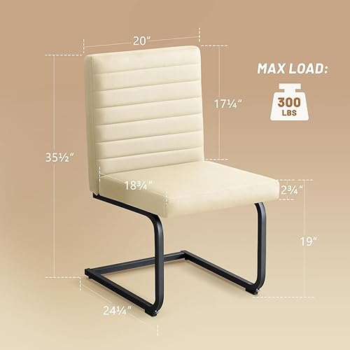 Miniatura 2 de Furniliving Juego de 4 sillas de comedor, modernas sillas tapizadas de piel sintética con patas de acero, respaldo alto, sillas sin brazos para