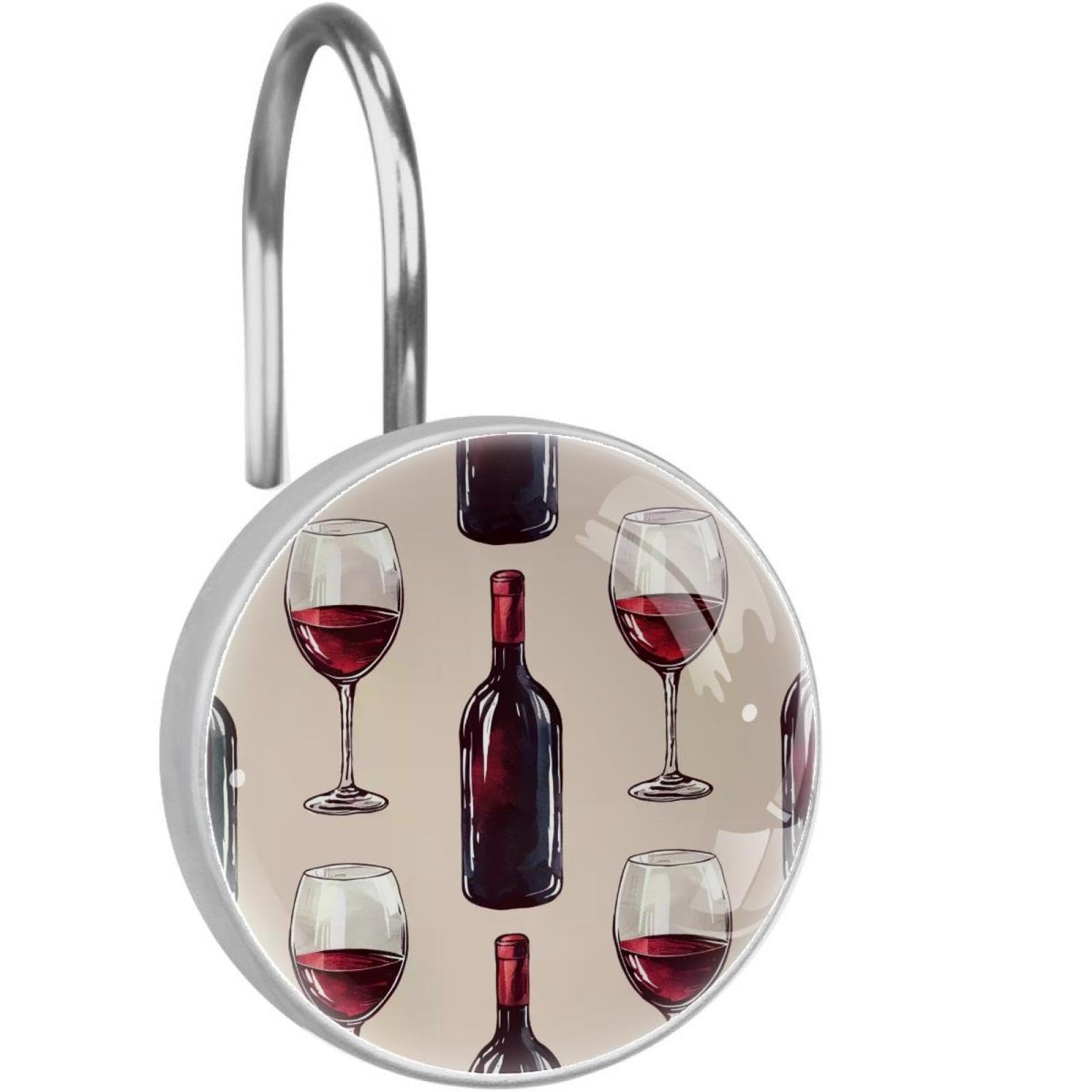 Anillos de cortina de ducha de metal acero inoxidable con cristal redondo 12 uds
