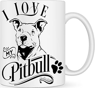 I Love my Pitbull Dog Handmade Novelty Dog Breed Mug - Best Dog Mum and Dad Gifts for Dog Lovers - Customised Coffee Mug for Dog Owner - Dog Walking Gifts- Personalised Novelty Gifts for Men and Women