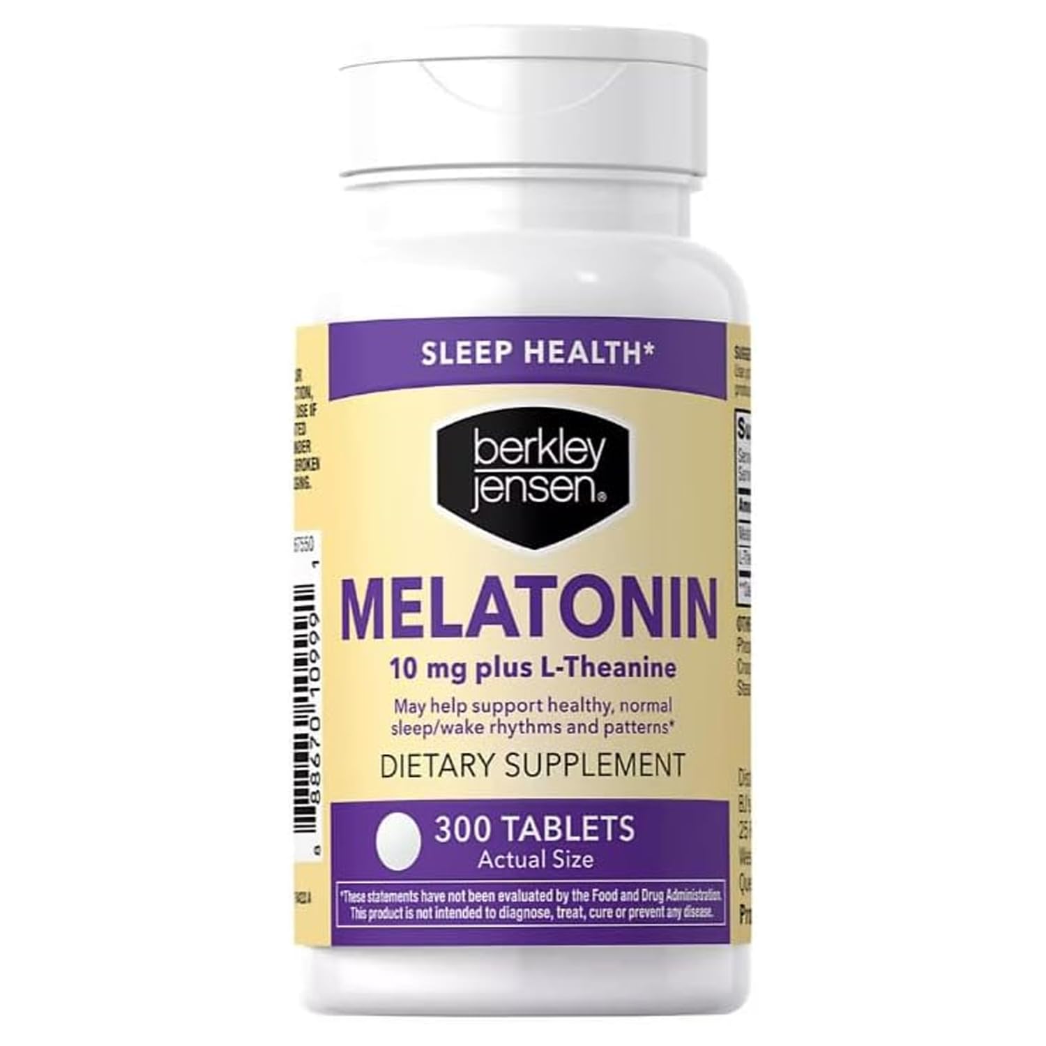 Berkley Jensen Melatonin 10mg Plus L-Theanine, 300 Tablets - Sleep Aid for Healthy Normal Sleep 300 Day Supply, No Artificial Colors or Flavors, Gluten Free.