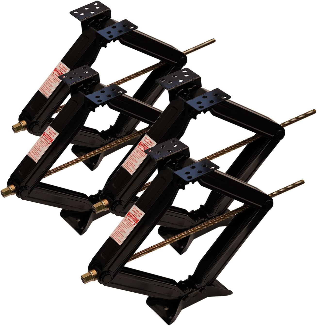 Tough Grade RV Scissor Jack Set | 5000 lb Stabilizer Jacks for Camper Trailer Motorhome | Adjustable 4"–24" Lift | Powder Coated Steel | 4 Pack with Crank Handle