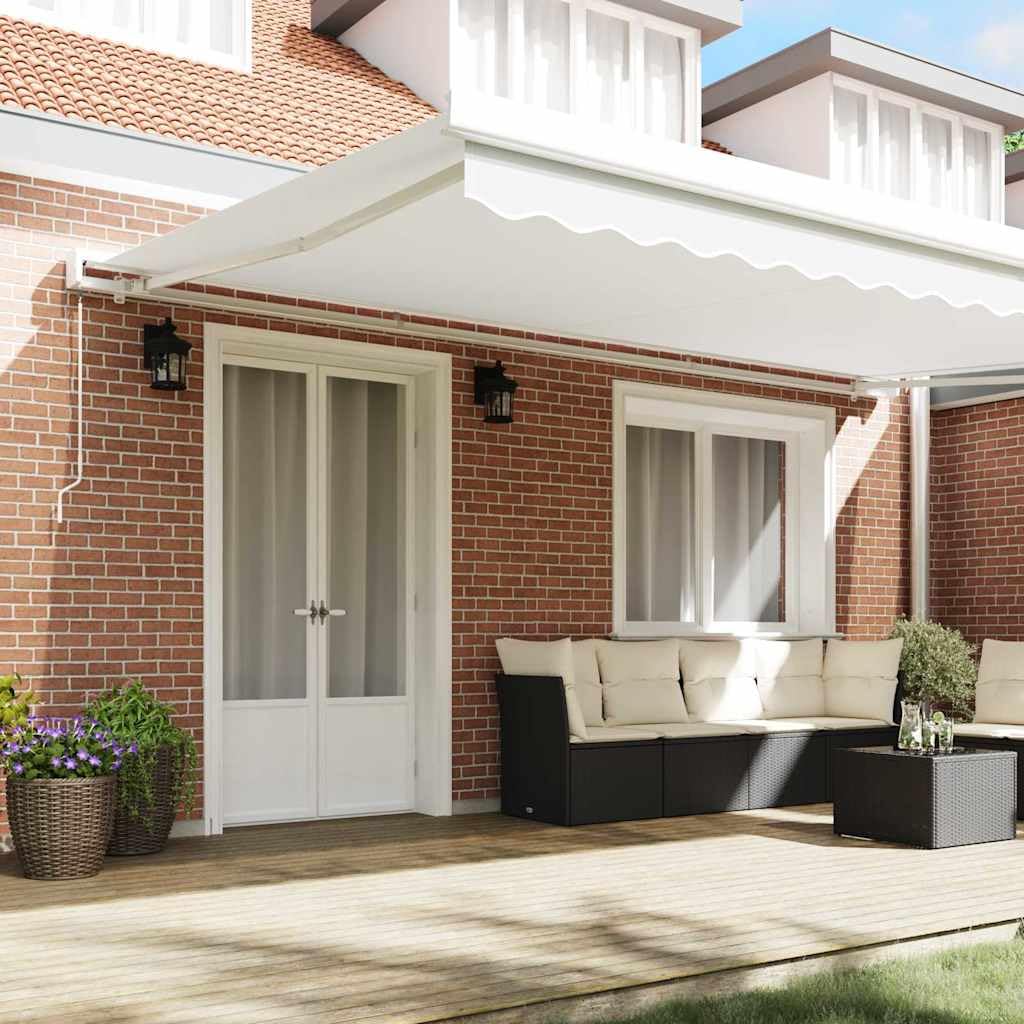 Tessuto di ricambio per tenda da sole, bianco, 5 x 3,5 m, tessuto per tenda da sole in poliestere 240 g/m², tessuto di ricambio per tenda da sole con braccio articolato, balcone e terrazza