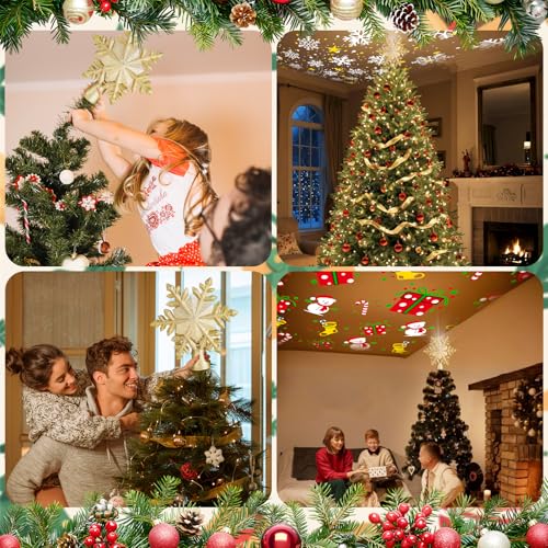 Decoración para árbol de Navidad estrella iluminada con proyector de 6 efectos interiores 8