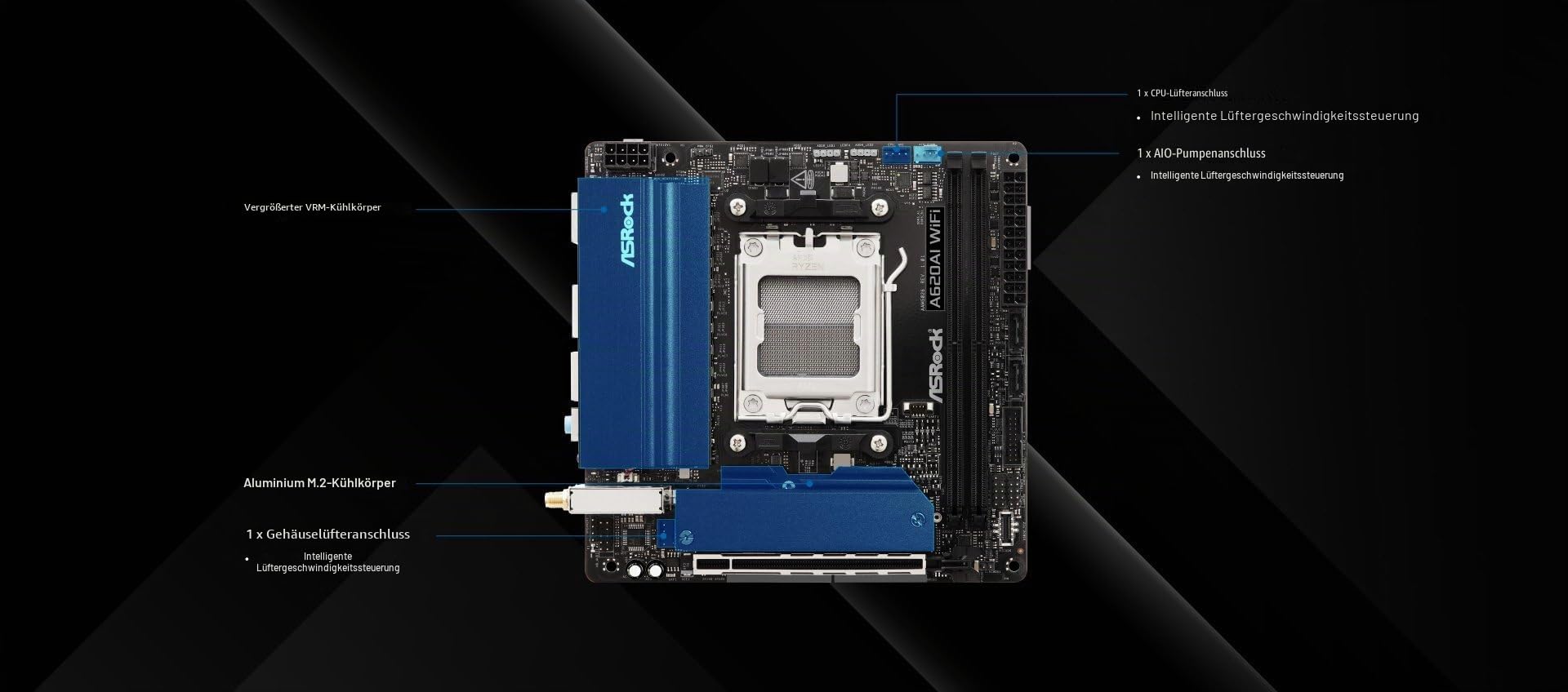 Asrock A620ai Wifi Amd A620a Socket Am5 Mini Itx (asrock A620ai Wifi Amd Am5 Socket Motherboard, MinI-Itx, 2x Ddr5 Slots, 2x M.2 Socket, 2.5gbe Lan,