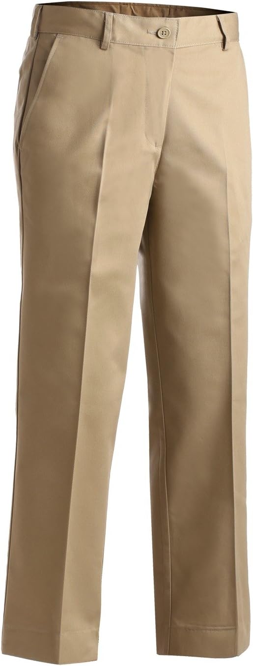 Ed Garments Women's Easy Fit Flat Front Chino Pant, Khaki, 10 UL