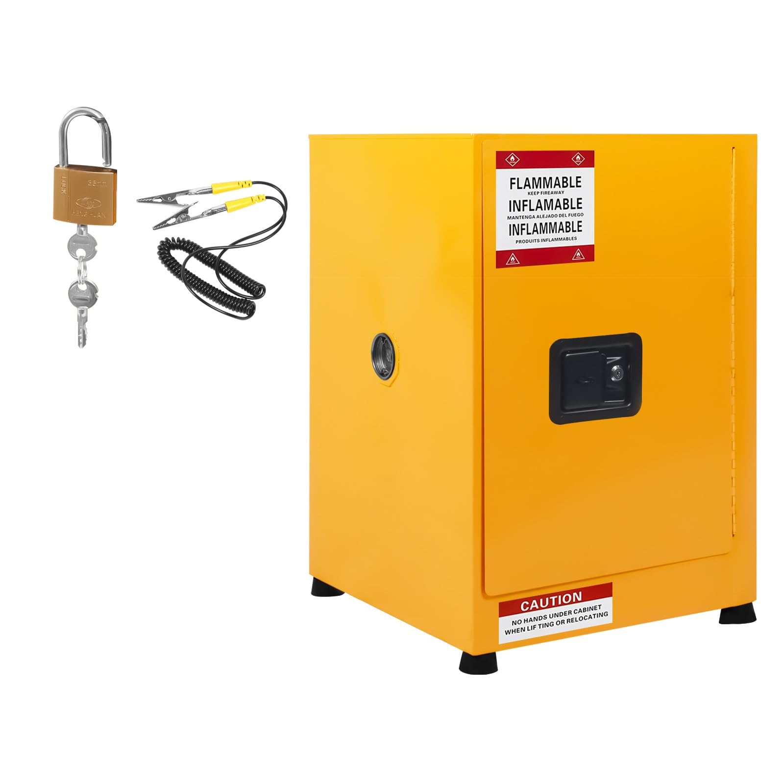 GarveeTech Armario de metal de 43 x 43 x 46 cm, armario de seguridad ignífugo con cerradura, armario de acero de doble pared con ventilación para taller, industria, pequeño armario de materiales