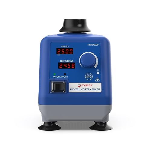 FOUR E'S SCIENTIFIC LED Digital Vortex Mixer, 0-3000rpm Paint Shaker, Timer | Touch & Continuous Function, Compact, for Acrylic Paints, Inks