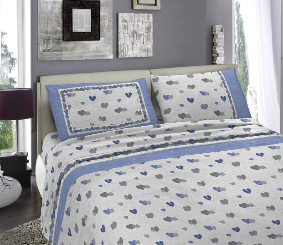 Tata Home Completo Lenzuola Invernale In Flanella Anti Pilling - Sogno Grigio - Piazza E Mezza - Made In Italy 100% Cotone Felpato - 5