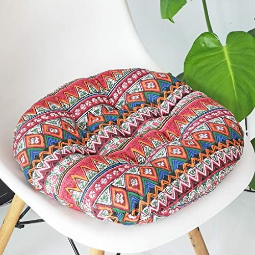 vctops Bohemian Soft Round Chair Pad Garden Patio Home Kitchen Office Seat Cushion Red Diameter 20"