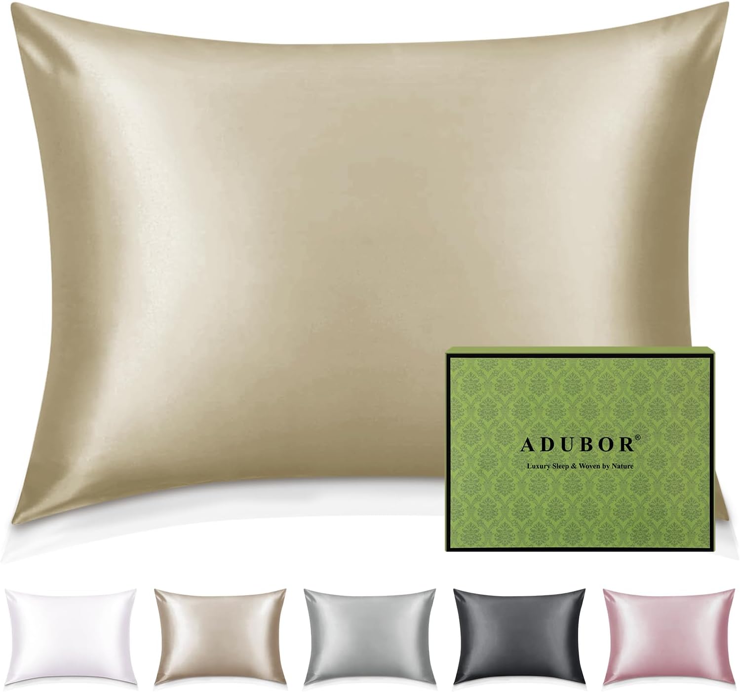 Adubor 100% Silk Pillowcase - Mulberry Silk Pillow Cases, 22 Momme 6A Grade Fibers, Silk Pillow Case for Hair and Skin Health, with Hidden Zipper (Standard 20''×26'', Apricot, 1PC)