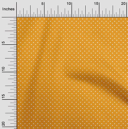 oneOone Velvet Mustard Yellow Fabric Dots Dress Material Fabric Print Fabric By The Yard 58 Inch Wide
