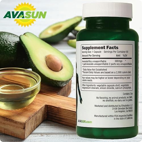 Miniatura 5 de AvaSun, Joint Nutrition respaldado por la ciencia, soja de aguacate insaponificable, 300 mg, suministro de 60 días