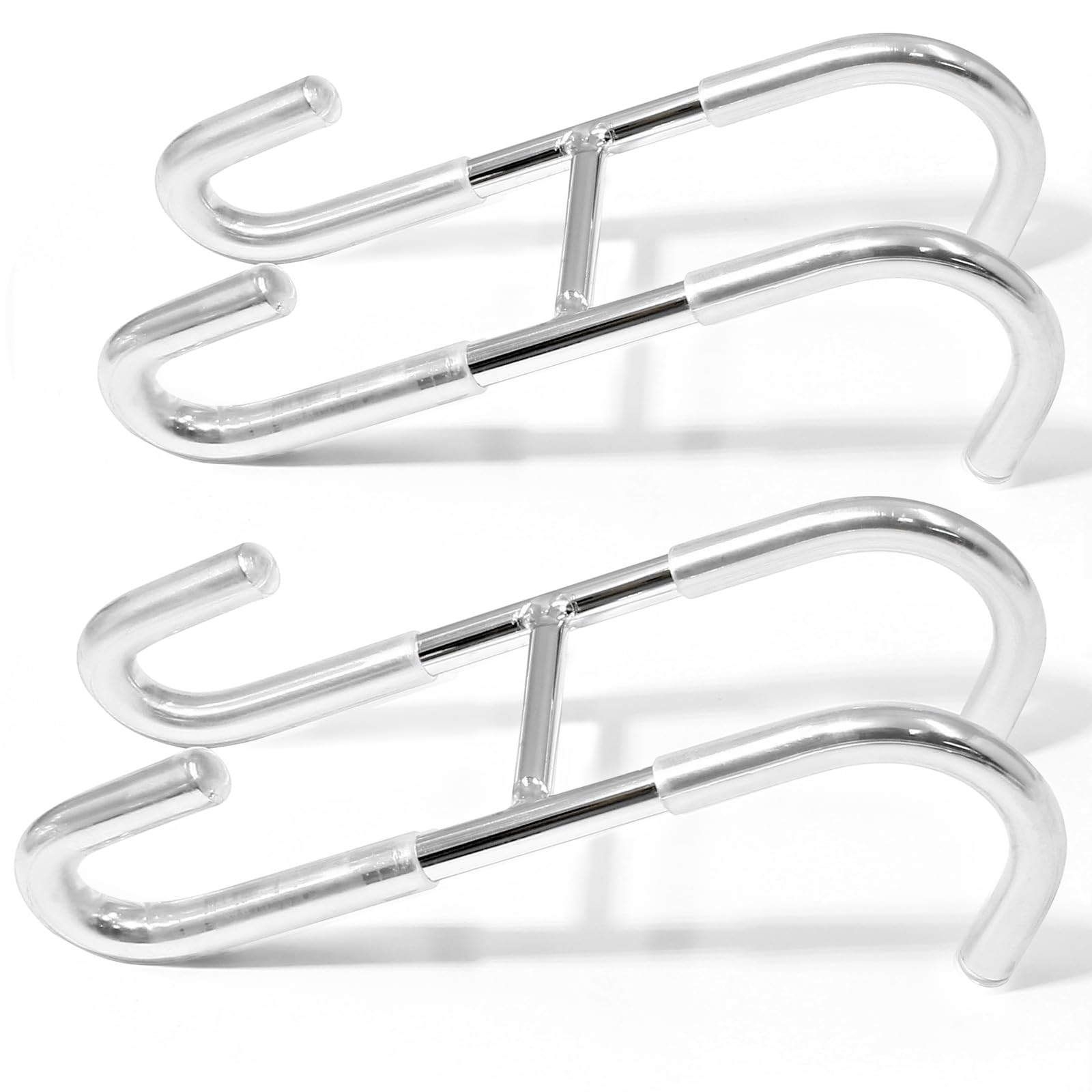 Hitefu 2PCS Shower Door Hooks, Silver Glass Door Hanger Hook, Bathroom Frameless Drilling-Free Towel Hanger Holder for Towel Robe Bathing Suits Shaver Squeegee Hanging