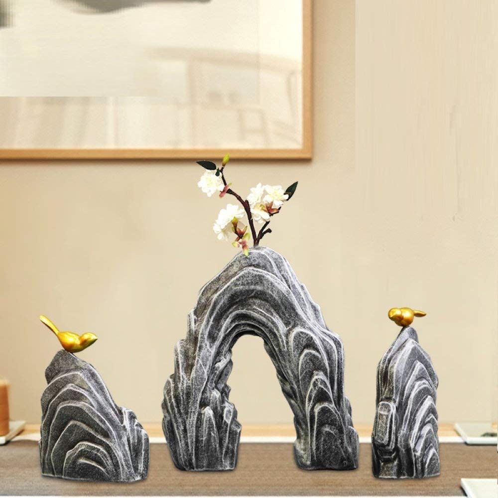 Statue montagne noire lot de 3 petit artisanat en résine idée cadeau pour couple et famille