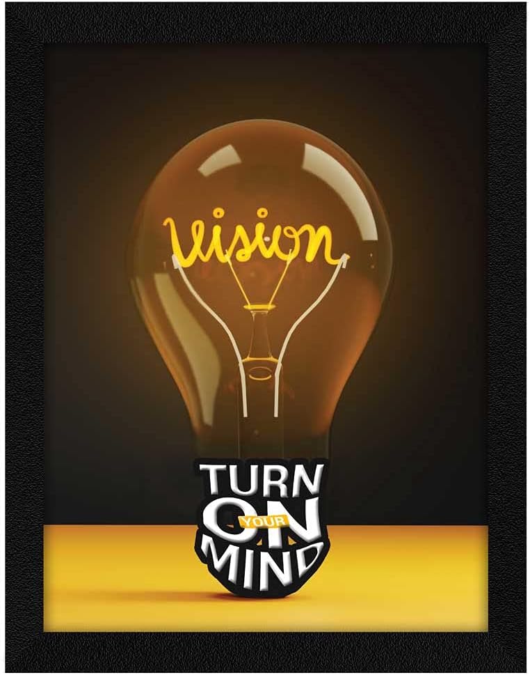 ArtX Paper Motivational Quote Vision Turn On Your Mind Wall Frame Art Painting, Multicolor, Motivational, 10.5X13.5 in, Set of 1