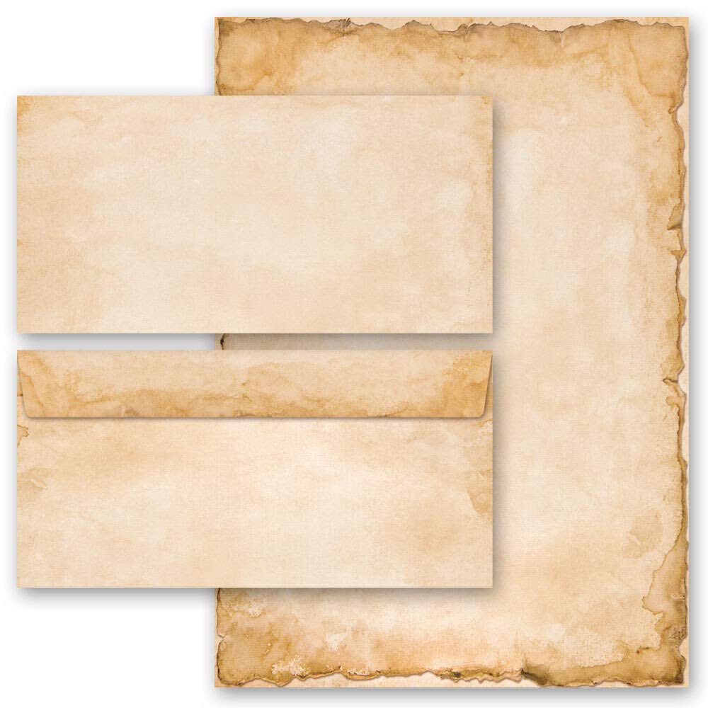 Motif-Stationery Sets Antique & History Old Paper History, Vintage 100 Sheets of Stationery Paper + 100 Matching envelopes DIN Long windowless | Paper-Media