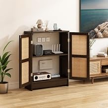 WiFi Router Storage Cabinet 2-Tier Wooden Floor Standing Storage Box