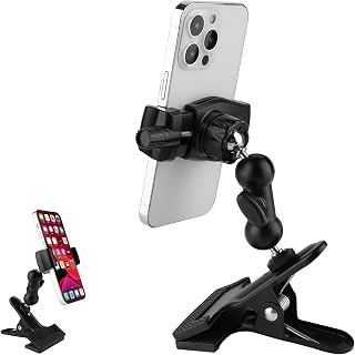 Mippko Clamp Phone Stand Holder for Guitar Head/Desk/Table/Glass/Baffle/Easel,Guitar Head Phone Mount,360°Adjustable Aluminium Alloy Arm Compatible with iPhone/Nexus/HTC/LG/Huawei/Smart Phones