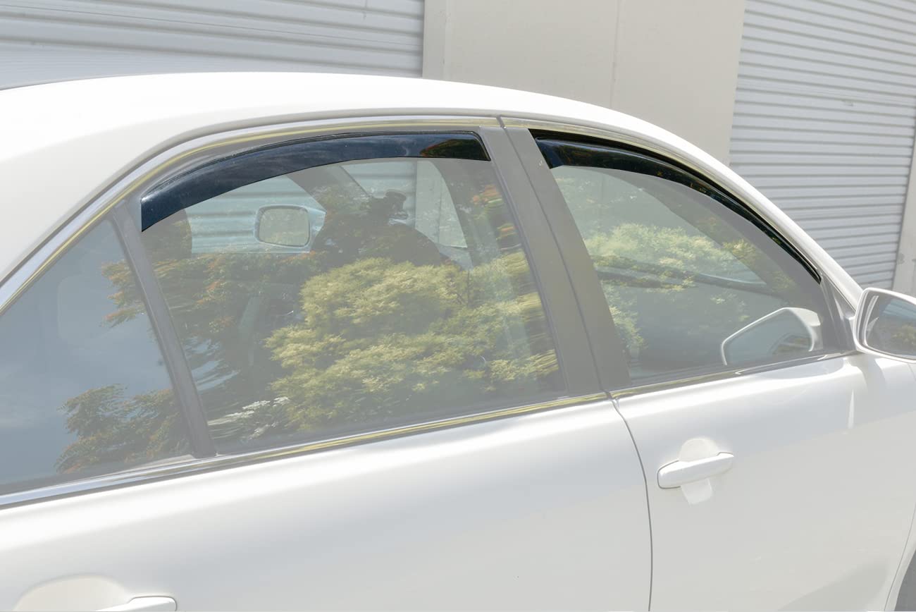 Fits All 2007-2011 Toyota Camry | EOS Visors JDM in-Channel Style Smoke Tinted Side Vents Window Deflectors Rain Guards