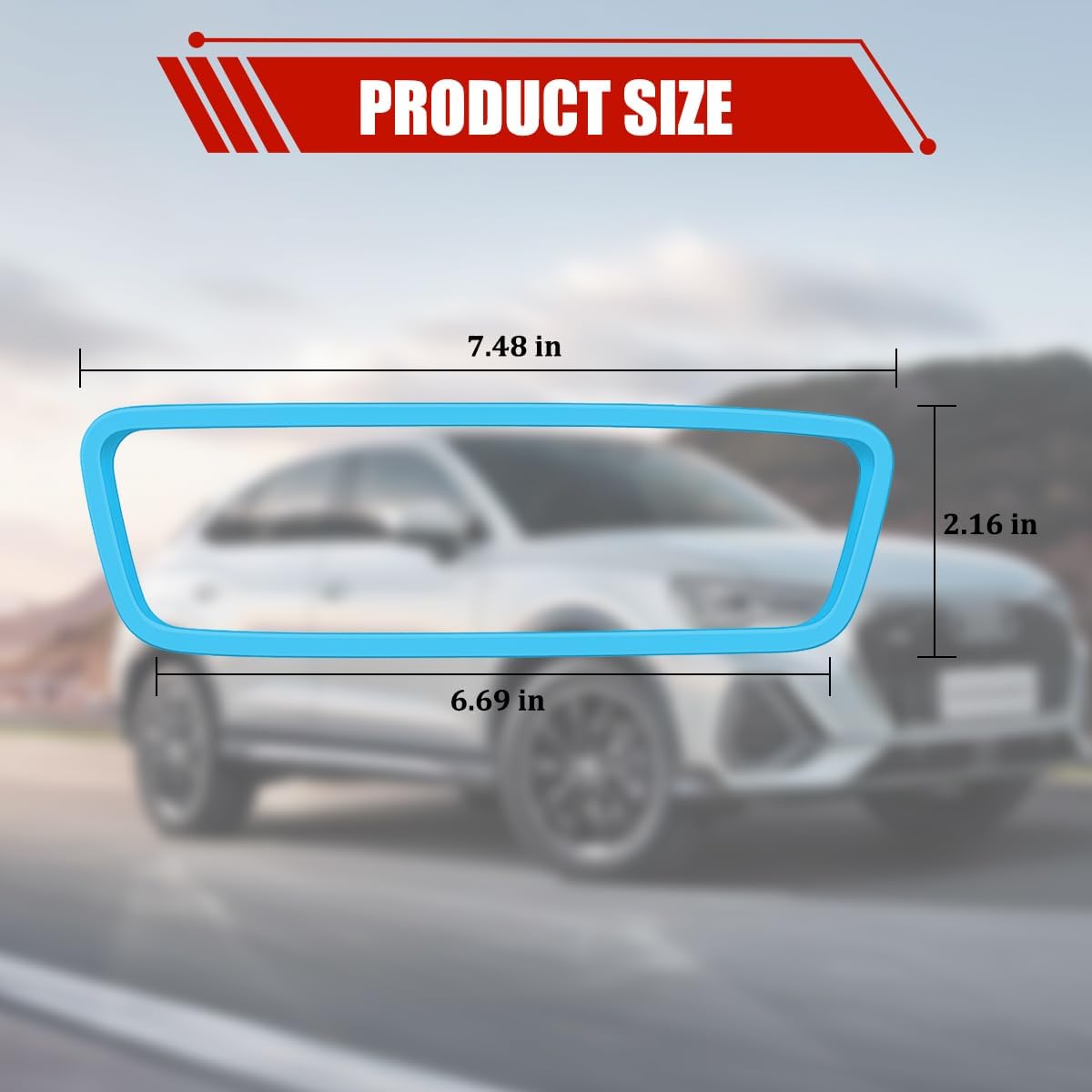 Car Rear View Mirror Protector Frame, Silicone Vehicle Rearview Mirror Edge Protection Cover, Automotive Interior Rear View Trim Frame Decoration, Compatible with Model 3 and Y (Sky Blue)