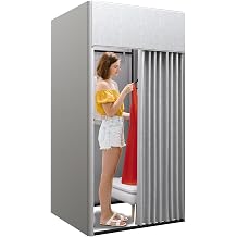 Portable Fitting Room with Shading Fabric Privacy Curtains ScreenGrey