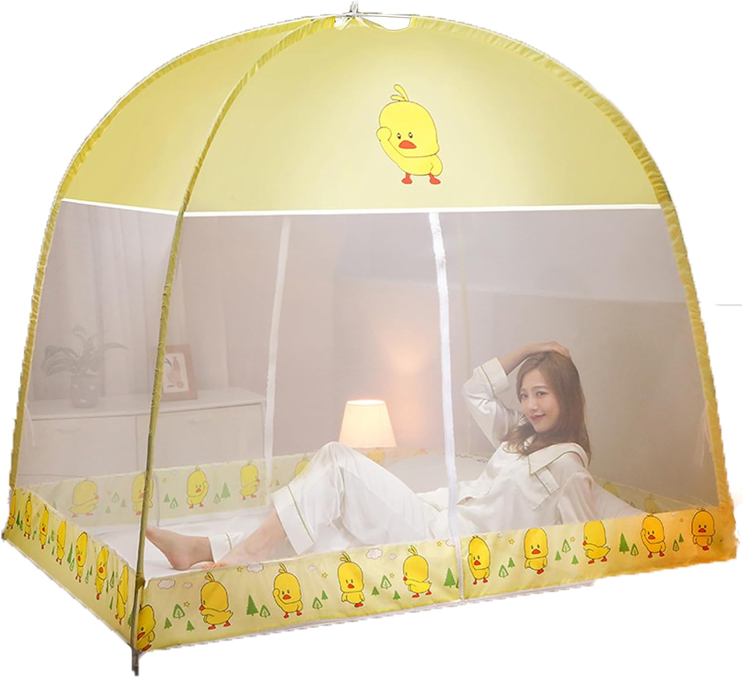 Folding Mosquito Netting Portable Net Bed Canopy Cozy Canopy Breathable Lightweight Colors for Miss for Full Queen King Size Bed Light Reducing Easy Installation