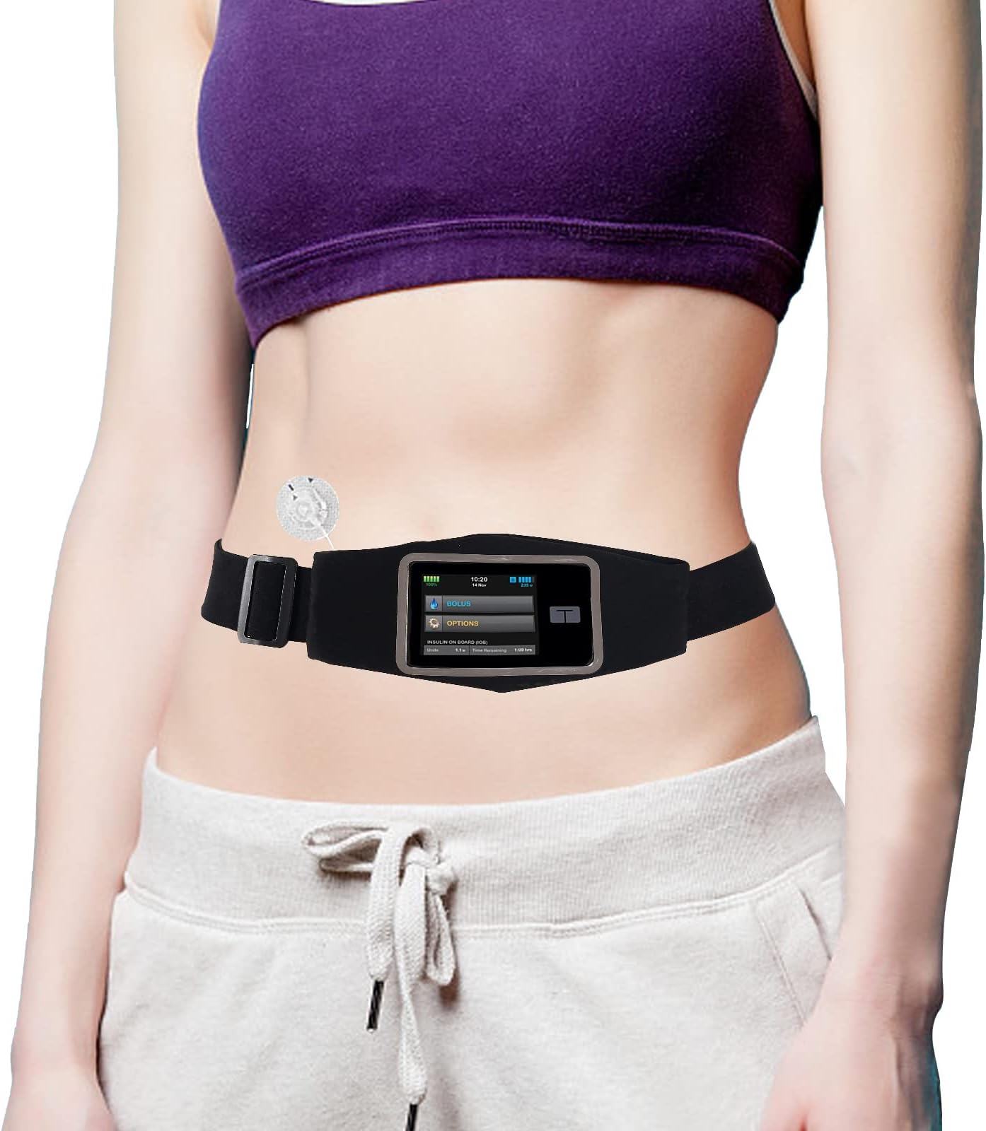 Insulin Pump Belt Compatible with Tandem t:Slim/t:Slim X2 Pump Accessories, Insulin Pump Holder for Diabetic T1D Adjustable Waist Band Easy Viewing Operation, Diabetic Supplies for Men and Women