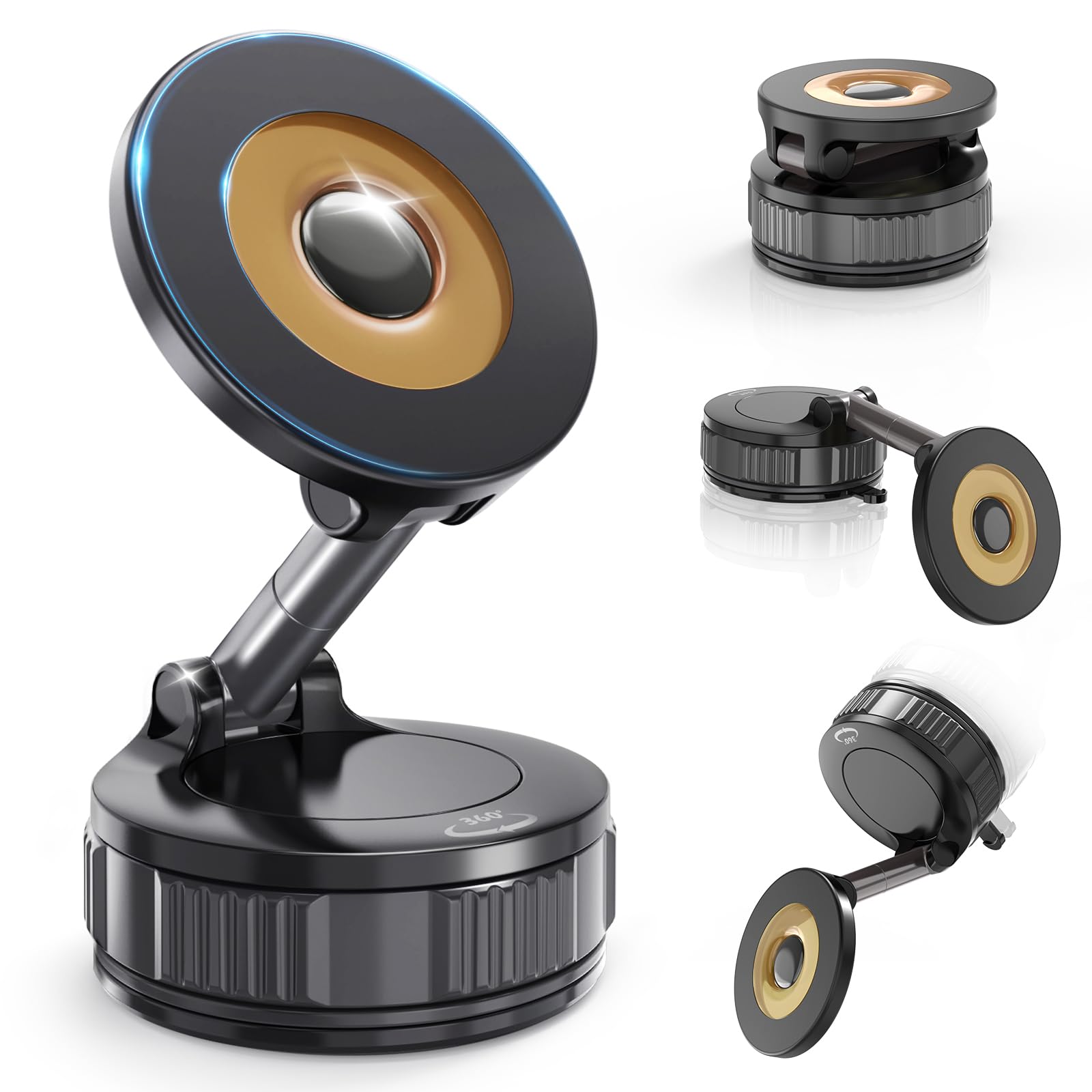 Dashboard Suction Cup Phone Mount for Magsafe Dual Rotatable 360 Adjustable Nano Gel Vacuum Magnetic Phone Holder for