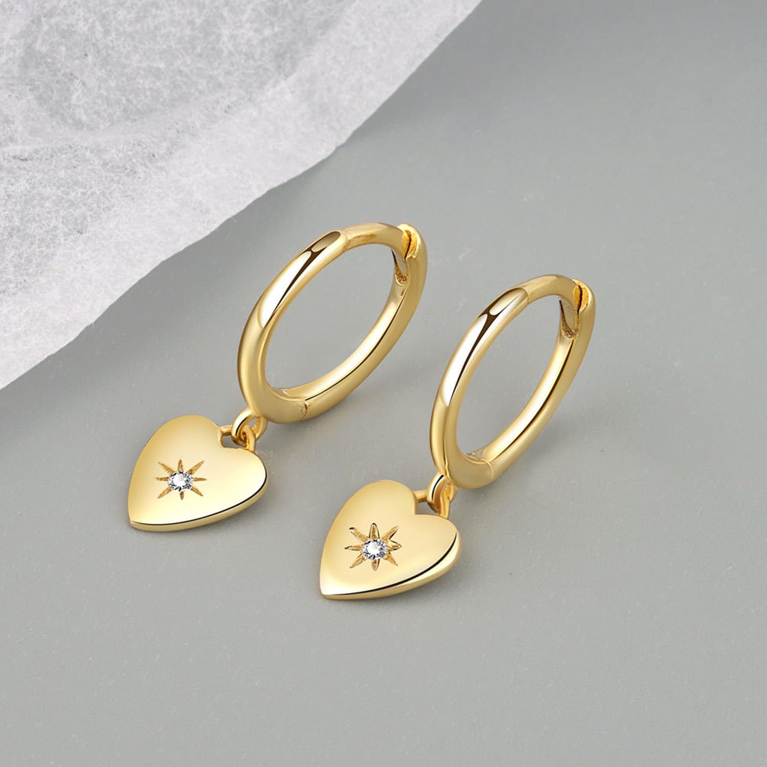 14K Gold Plated Chunky Hoops Earrings Handmade Lightweight Drop Dangle Earrings Dainty Earrings for Womens - Image 2