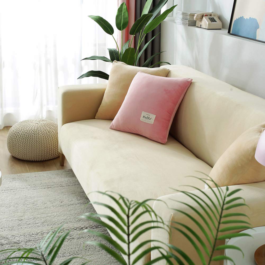 Felpa Cubiertas De Sofá para 1 2 3 4 Cubierta De Sofá,Polvo-Prueba Terciopelo Elástico Soft Couch Cover,Ajuste Fácil Lavable,Cubierta De La Silla Recliner Mueble Protector De Sofá-