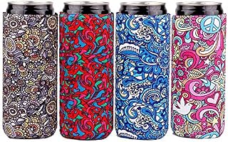 Slim Can Sleeves - Neoprene Bottle Insulator Sleeve Set of 4 Can Beverage