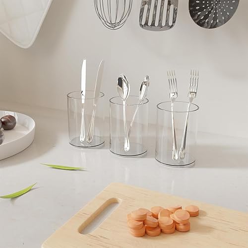 Miniatura 7 de Round Acrylics Pen Holder Clear Pencil Cup Space Saving Desk Organizers For Office Storage Accessories Organizers